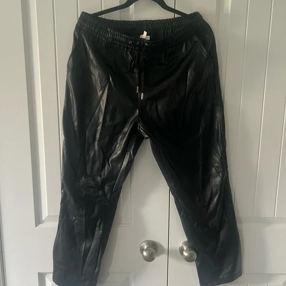 Laundry By Shelli Segal Black Faux Leather Joggers - Picture 2 of 4